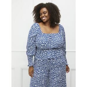 ELOQUII Elements Dot Peplum Top Pants Set Chic Polished Women Plus 26/28 NWT